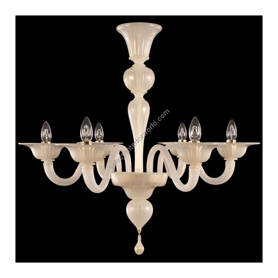 Gold with White Silk Glass / 6 lights (cm.: 80 x 75 x 75 / inch.: 31.49" x 29.52" x 29.52")