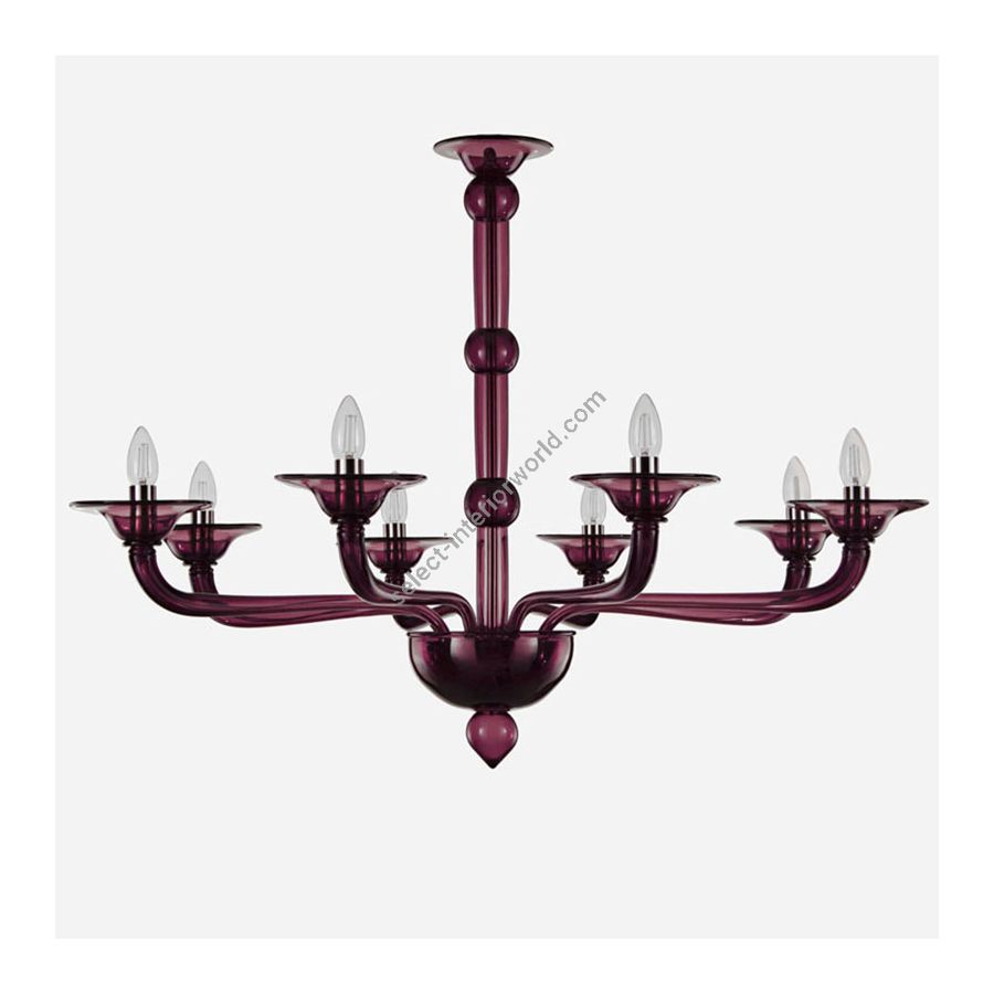Plum Glass / 8 lights (cm.: 75 x 110 x 110 / inch.: 29.52" x 43.3" x 43.3")