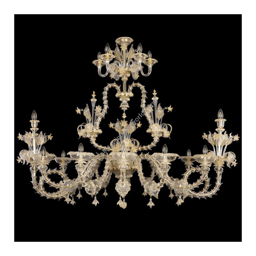 Clear Gold Glass / 18 lights (cm.: 135 x 180 x 125 / inch.: 53.15" x 70.86" x 49.21")