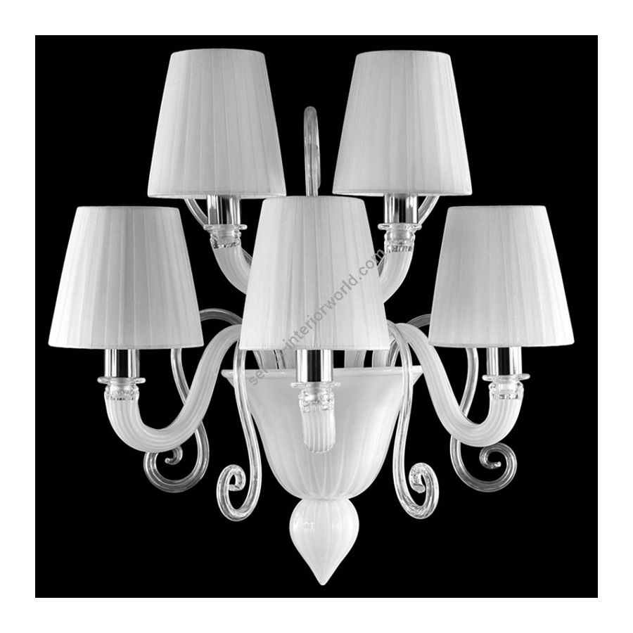 Nickel Finish / White with Clear Glass / White Lampshades