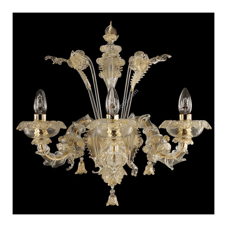 Gold Finish / Clear with Gold Glass / 3 lights (cm.: 40 x 50 x 40 / inch.: 15.75" x 19.69" x 15.75")