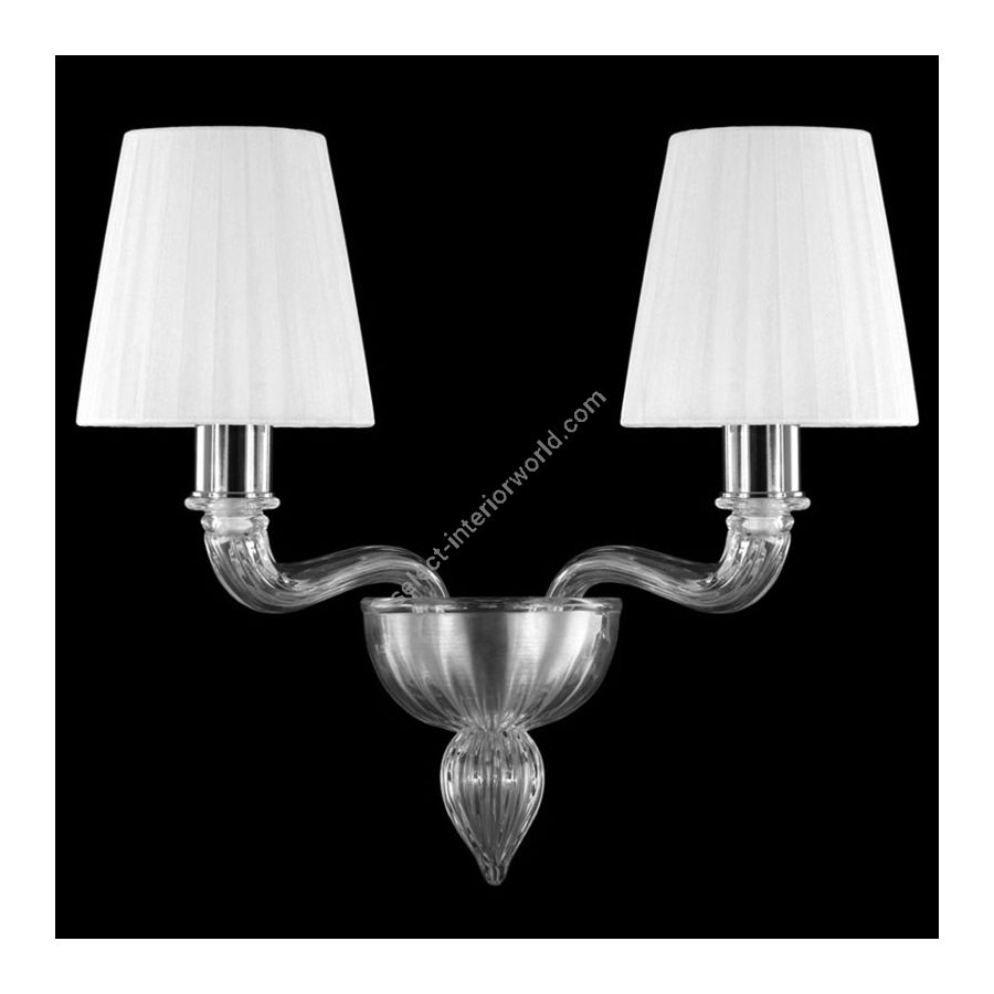 Nickel Finish / Clear Glass / White Lampshades / 2 lights (cm.: 30 x 35 x 30 / inch.: 11.82" x 13.78" x 11.82")