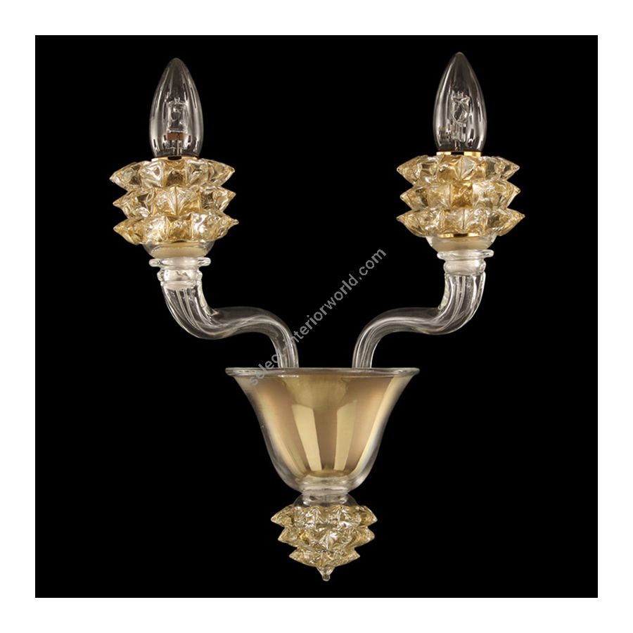 Clear and Gold Glass / 2 lights (cm.: 35 x 25 x 35 / inch.: 13.77" x 9.84" x 13.77")