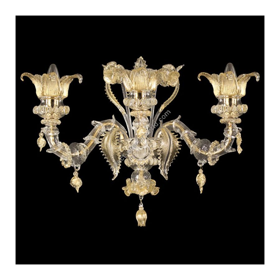 Clear with Gold Glass / 3 lights (cm.: 40 x 50 x 40 / inch.: 15.75" x 19.69" x 15.75")
