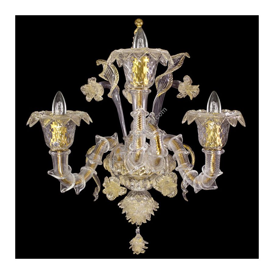 Clear with Gold Glass / 3 lights (cm.: 50 x 60 x 40 / inch.: 19.68" x 23.62" x 15.74")