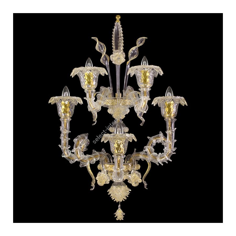 Clear with Gold Glass / 5 lights (cm.: 85 x 55 x 40 / inch.: 33.46" x 21.65" x 15.74")