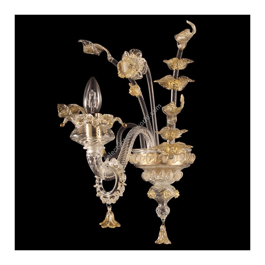 Clear with Gold Glass / 1 light (cm.: 40 x 25 x 30 / inch.: 15.75" x 9.84" x 11.81")