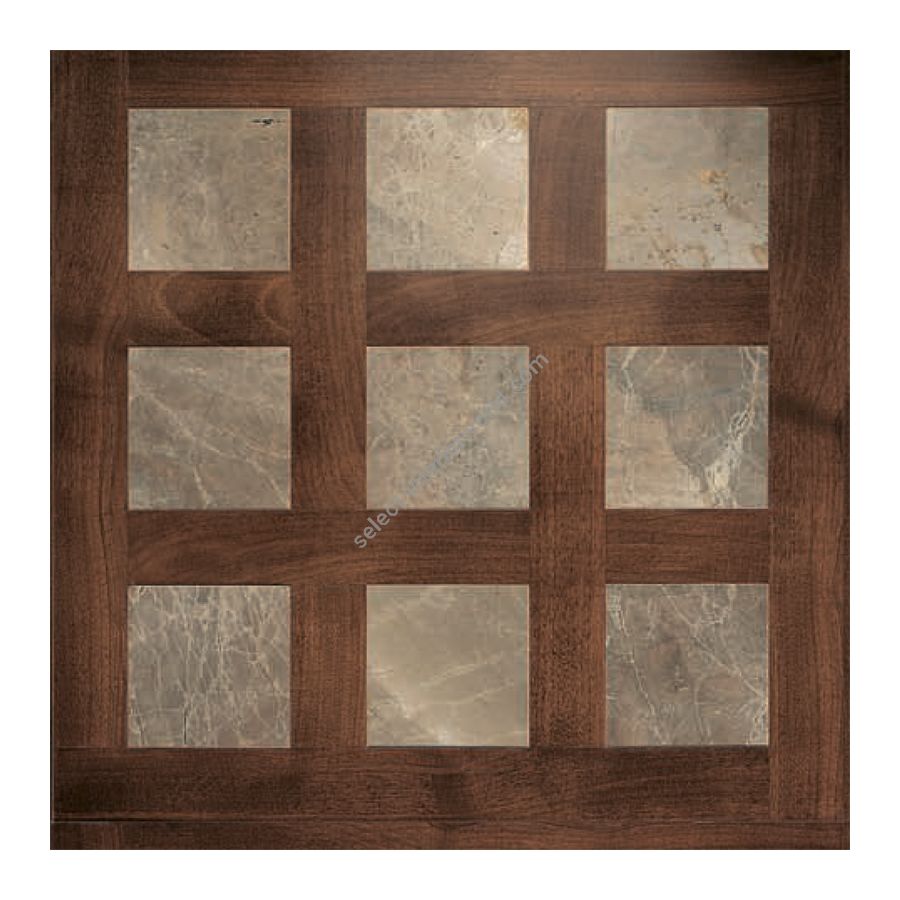 Wood Finish: Walnut; Marble Finish: Grey