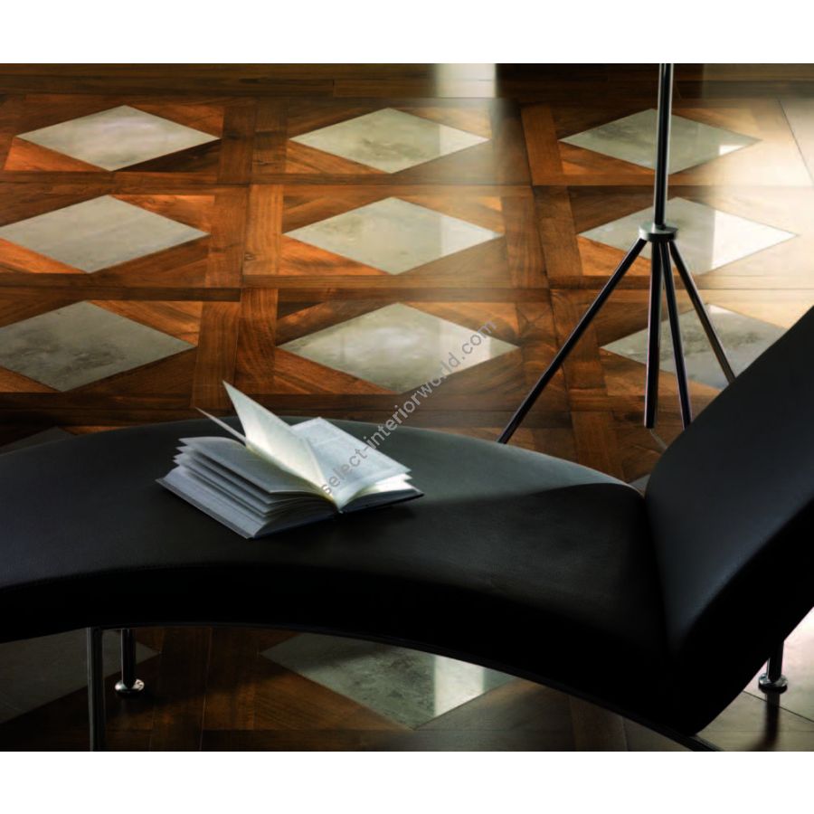 Wood Finish: Walnut; Marble Finish: Brown