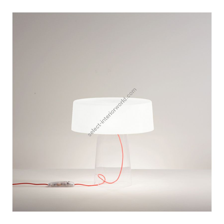 Opal white lampshade / Red cable
