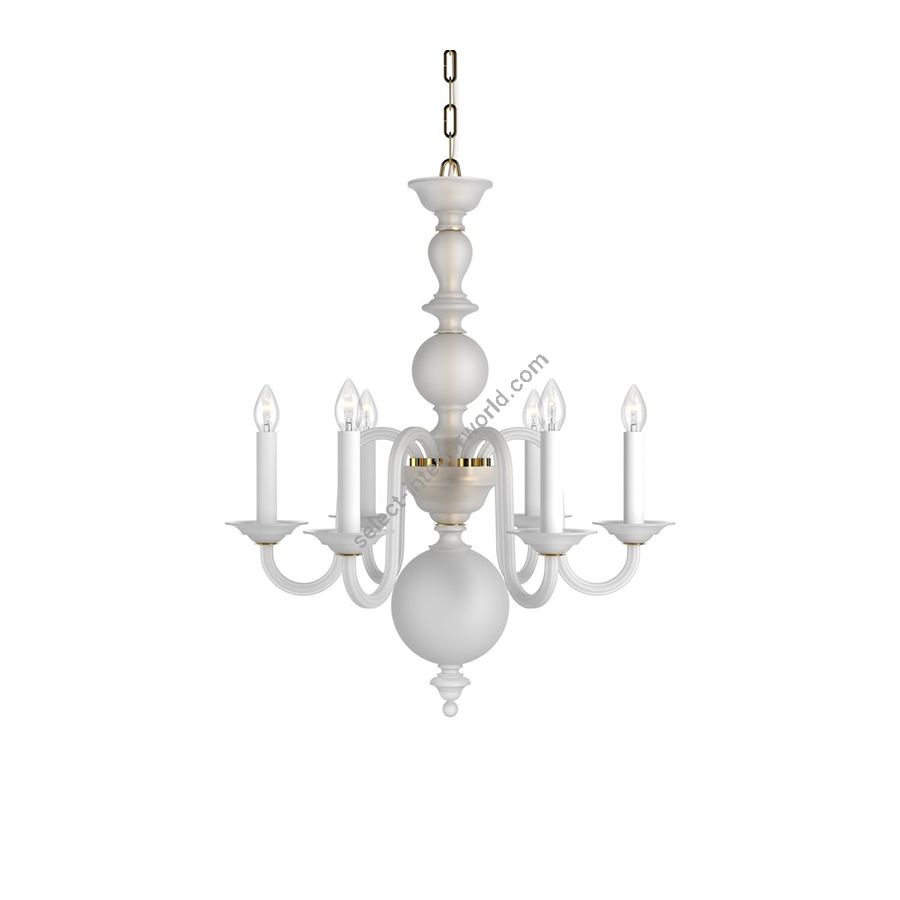 Polished Brass Finish / Crystal Frosted color of Glass / 6 lights (cm.: H 76 x W 62 / inch.: H 29.9" x W 24.4")