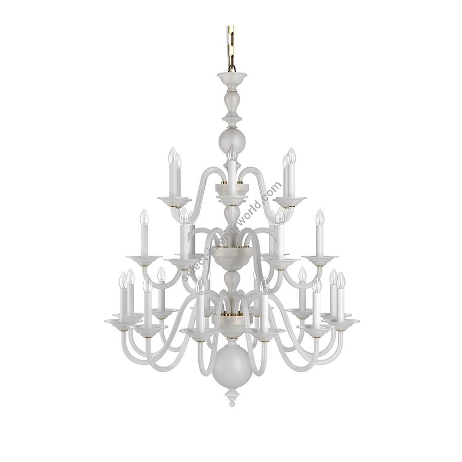 Polished Brass Finish / Crystal Frosted color of Glass / 24 lights (cm.: H 131 x W 99 / inch.: H 51.6" x W 39")