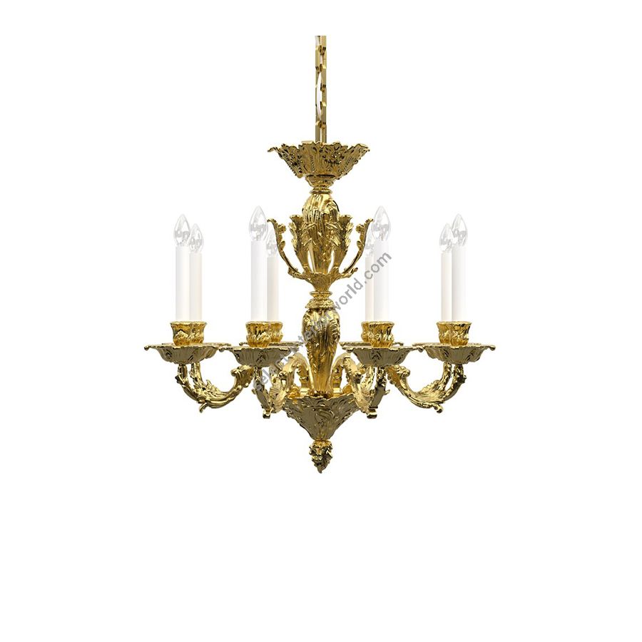 Polished Brass Finish / Without Lamp Shades / 8 lights (cm.: H 71 x W 75 / inch.: H 27.9" x W 29.5")