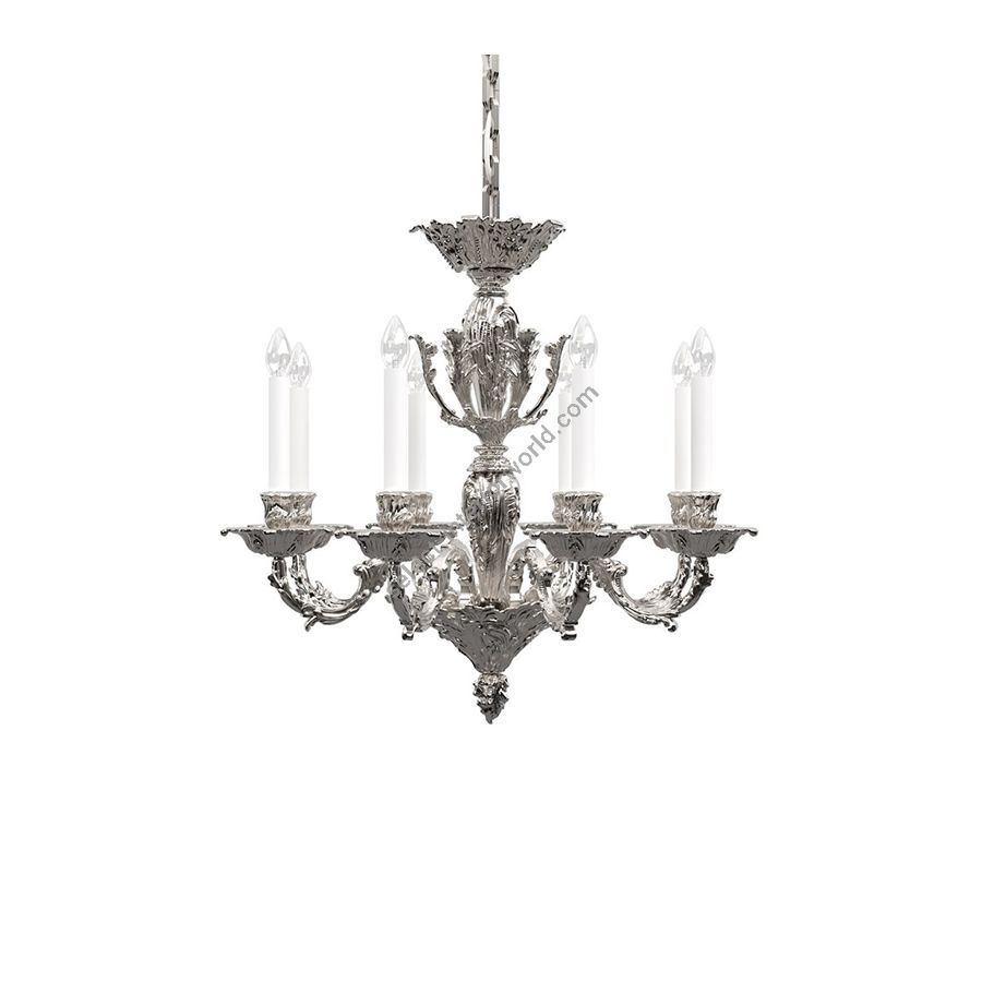 Nickel Plated Brass Finish / Without Lamp Shades / 8 lights (cm.: H 71 x W 75 / inch.: H 27.9" x W 29.5")