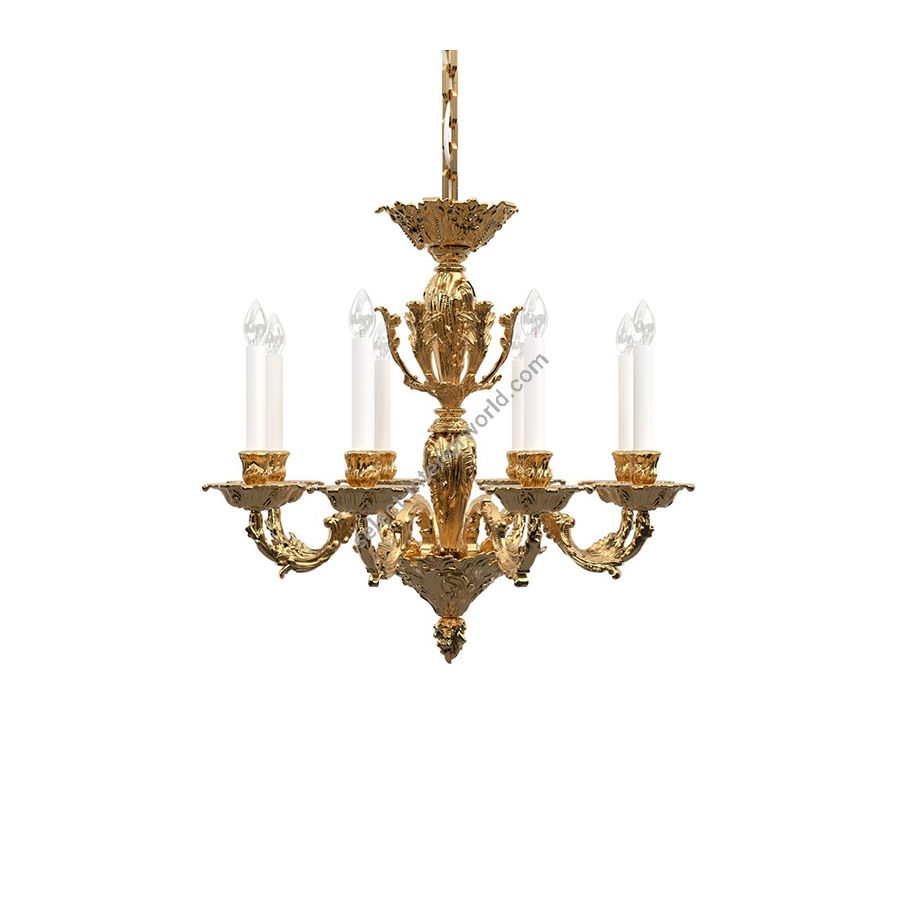 24K Gold Plated Brass Finish / Without Lamp Shades / 8 lights (cm.: H 71 x W 75 / inch.: H 27.9" x W 29.5")