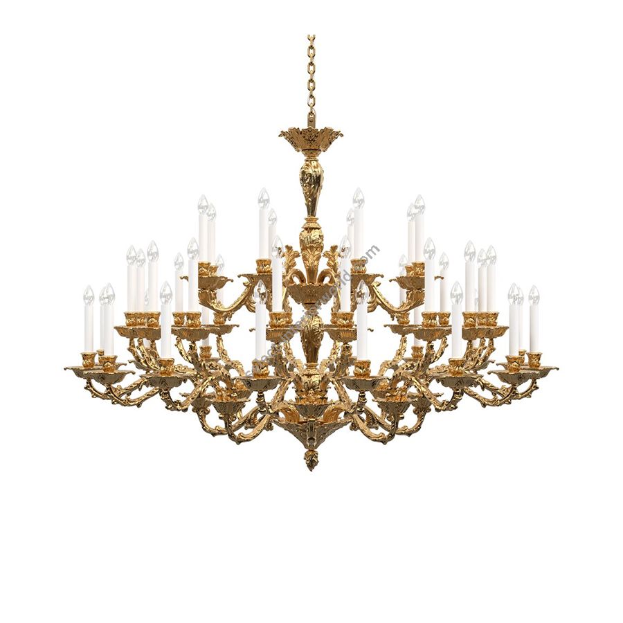 24K Gold Plated Brass Finish / Without Lamp Shades / 40 lights (cm.: H 115 x W 155 / inch.: H 45.3" x W 61")