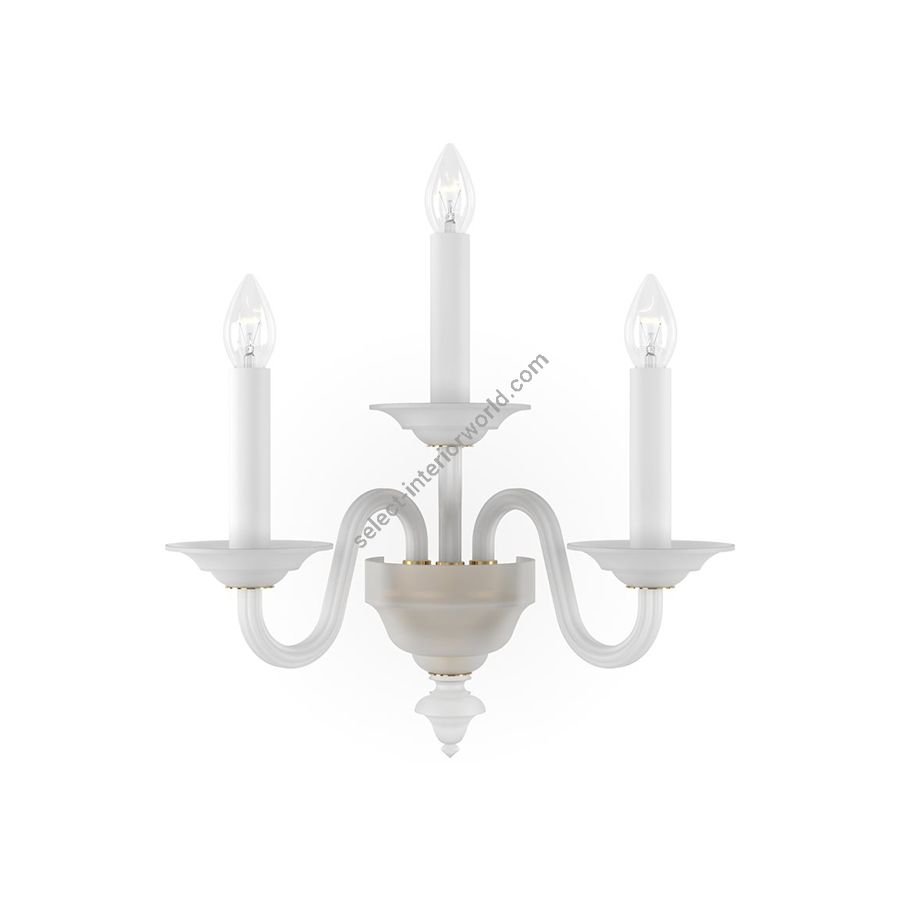 Elegant Wall Sconce Three Candles / Polished Brass metal with Crystal Frosted glass