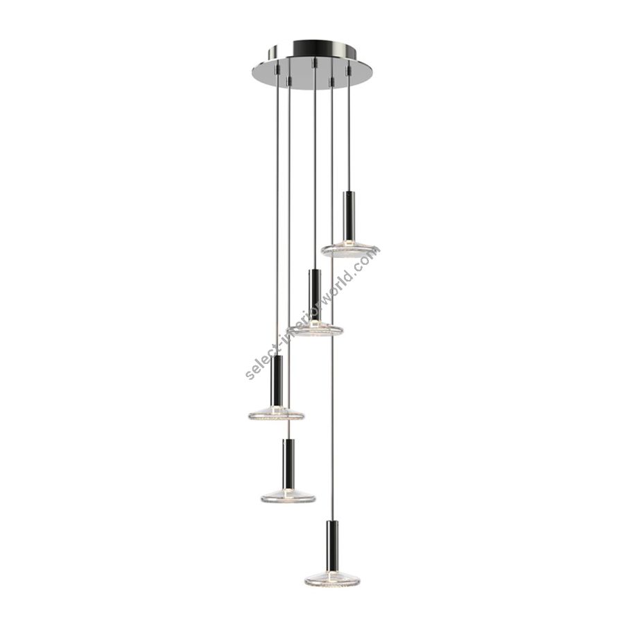 Modern Stairwell Pendant, 5 Lights / Polished Stainless Steel finish