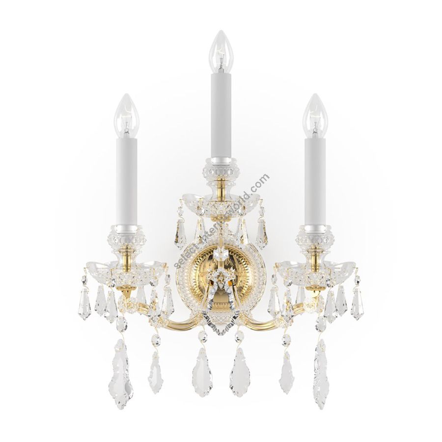 Luxury Historic Wall sconce, Three candles / 24k Gold Plated finish