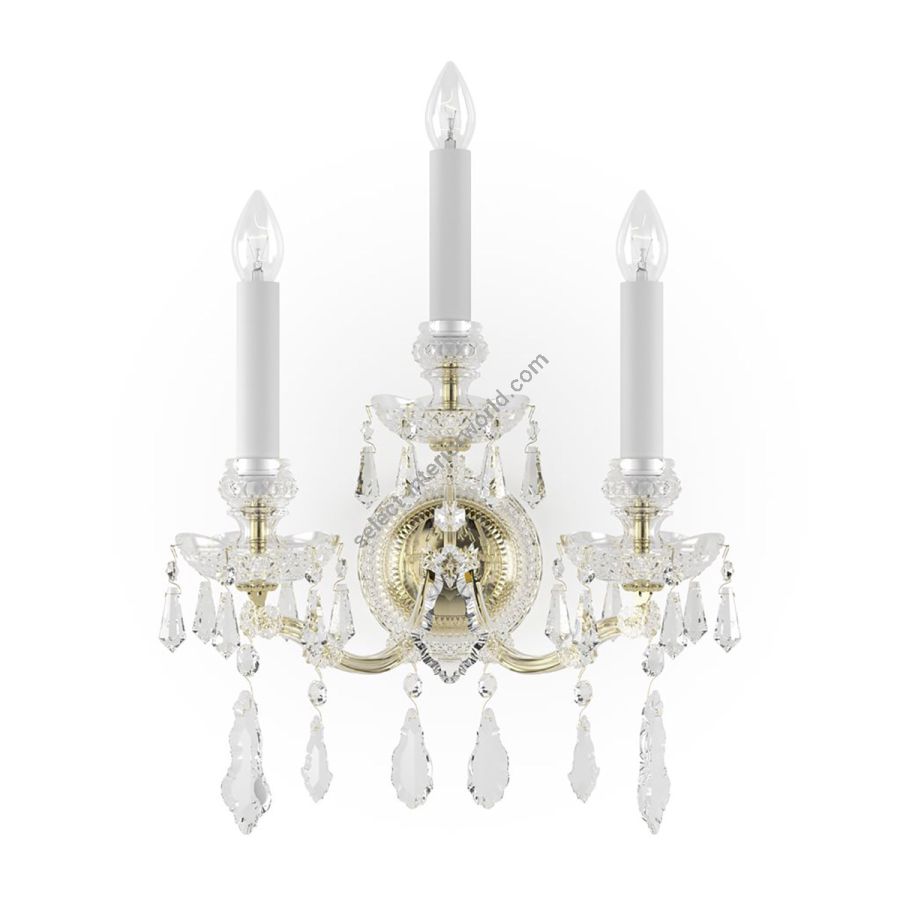 Luxury Historic Wall sconce, Three candles / Polished Brass finish
