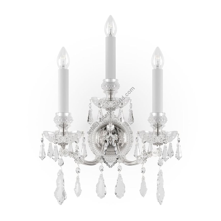 Luxury Historic Wall sconce, Three candles / Polished Nickel finish