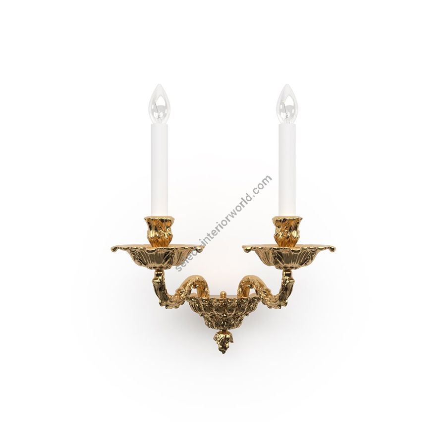 Luxurious Wall Lamp / Historic Design / 24k Gold Plated finish / 2 candles
