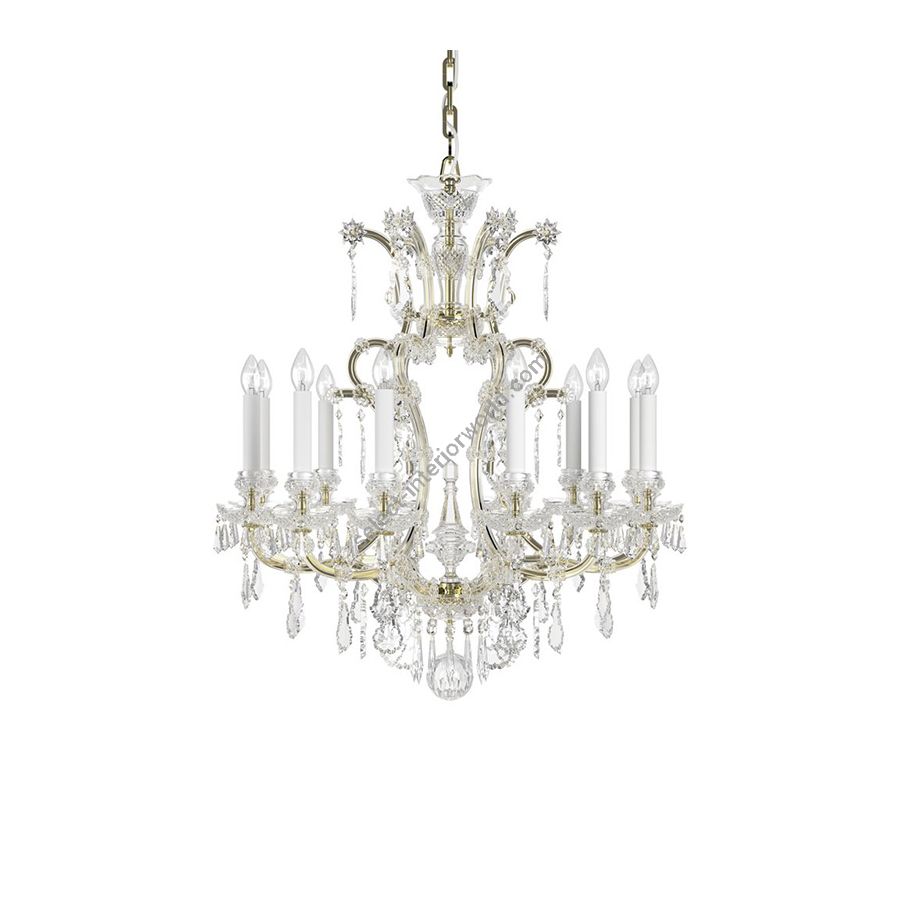 Elite Crystal Chandelier / 12 lamp / Historic Design / Polished Brass finish