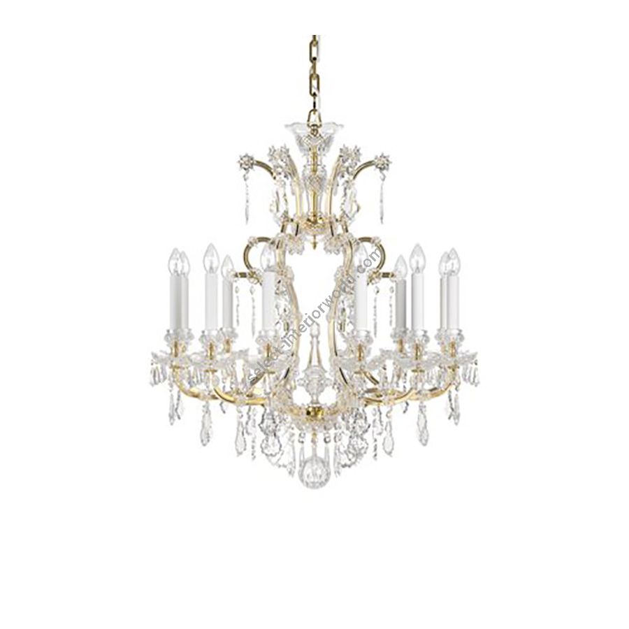 Elite Crystal Chandelier / 12 lamp / Historic Design / 24K Gold Plated finish