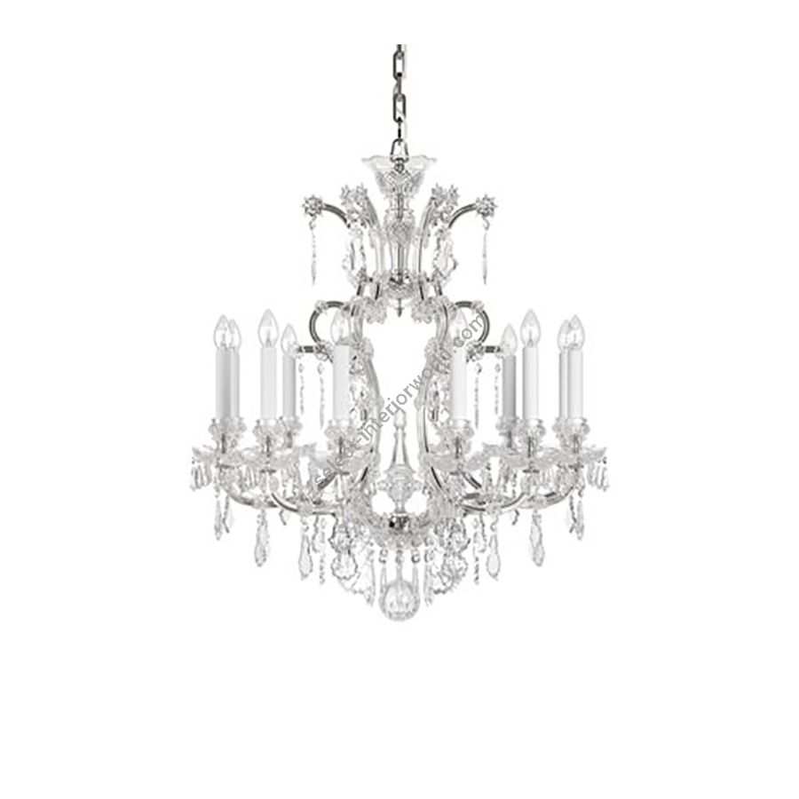 Elite Crystal Chandelier / 12 lamp / Historic Design / Polished Nickel finish