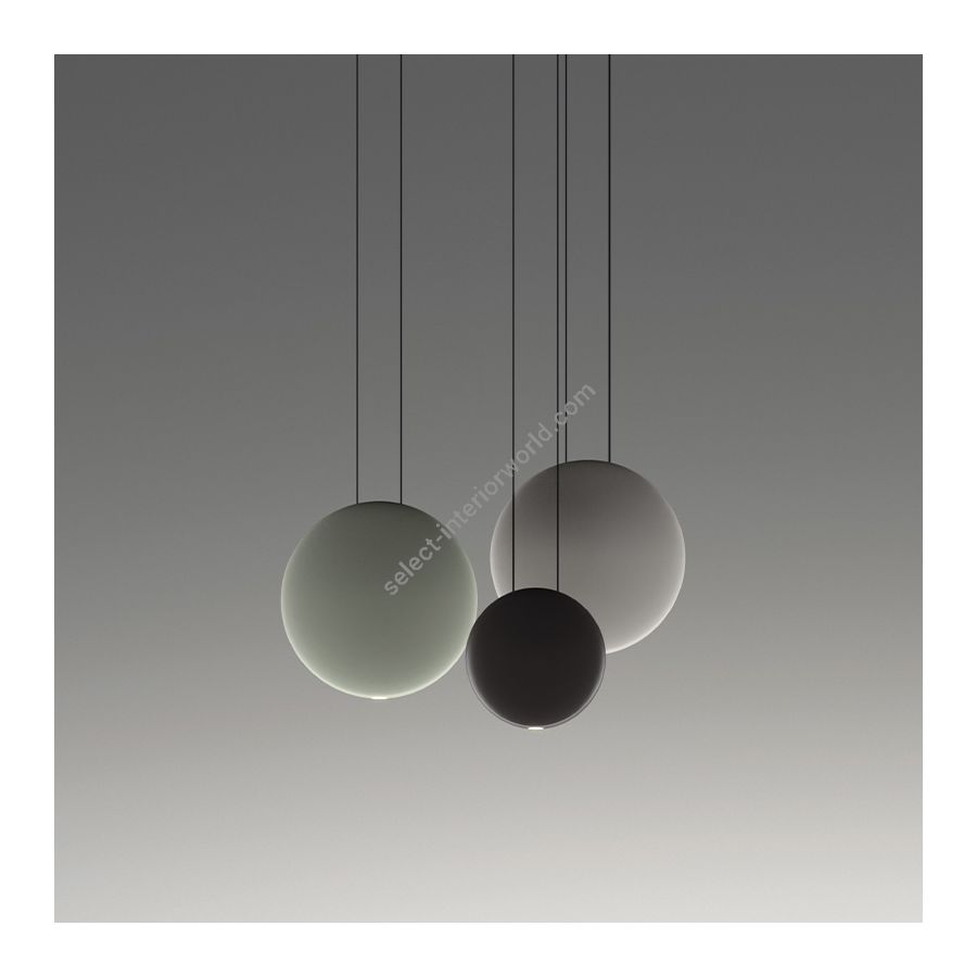 Hanging led lamp / Green, chocolate and light-grey finish