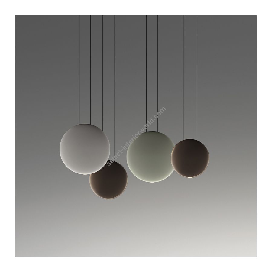 Hanging led lamp / Green, light-grey and chocolate finish
