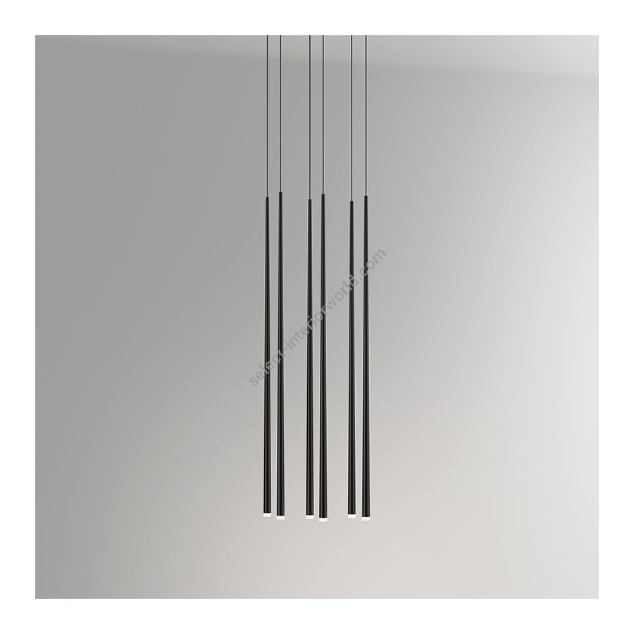 Hanging led lamp / Black carbon finish / 6 lights (cm.: max 200 x 38 x 24)