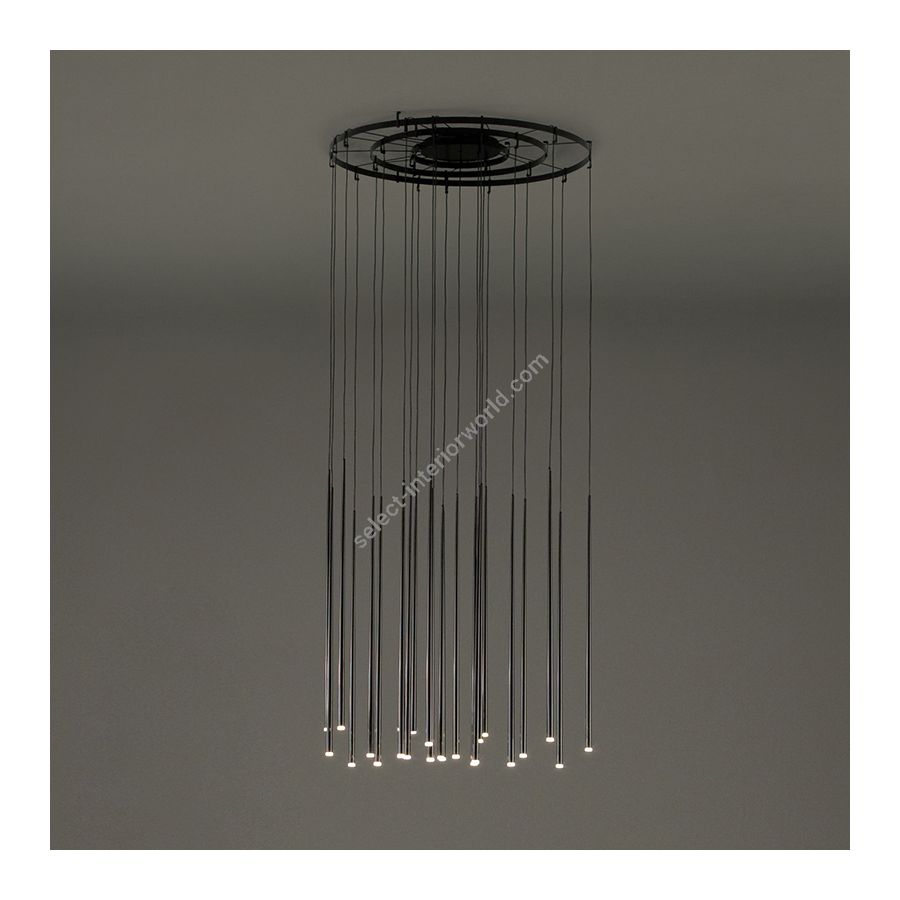 Hanging led lamp / Black carbon finish / 22 lights (cm.: max 250 x 100 x 100)
