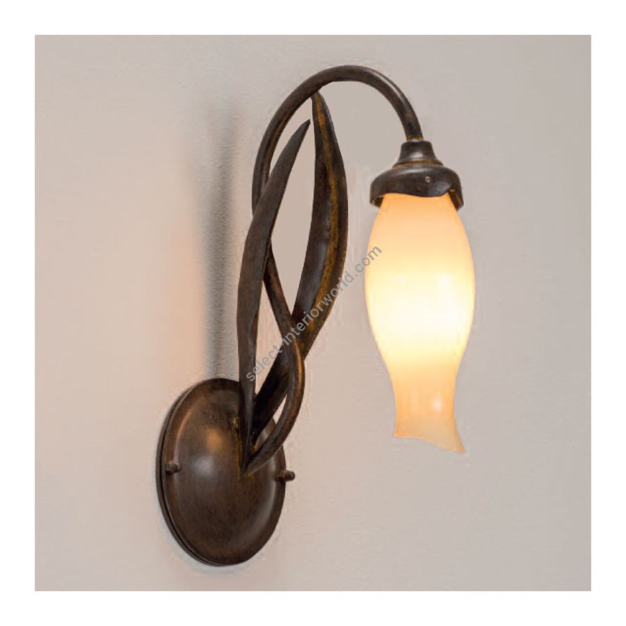 Outdoor Wall lamp made of blown glass and wrought iron, Terra finish
