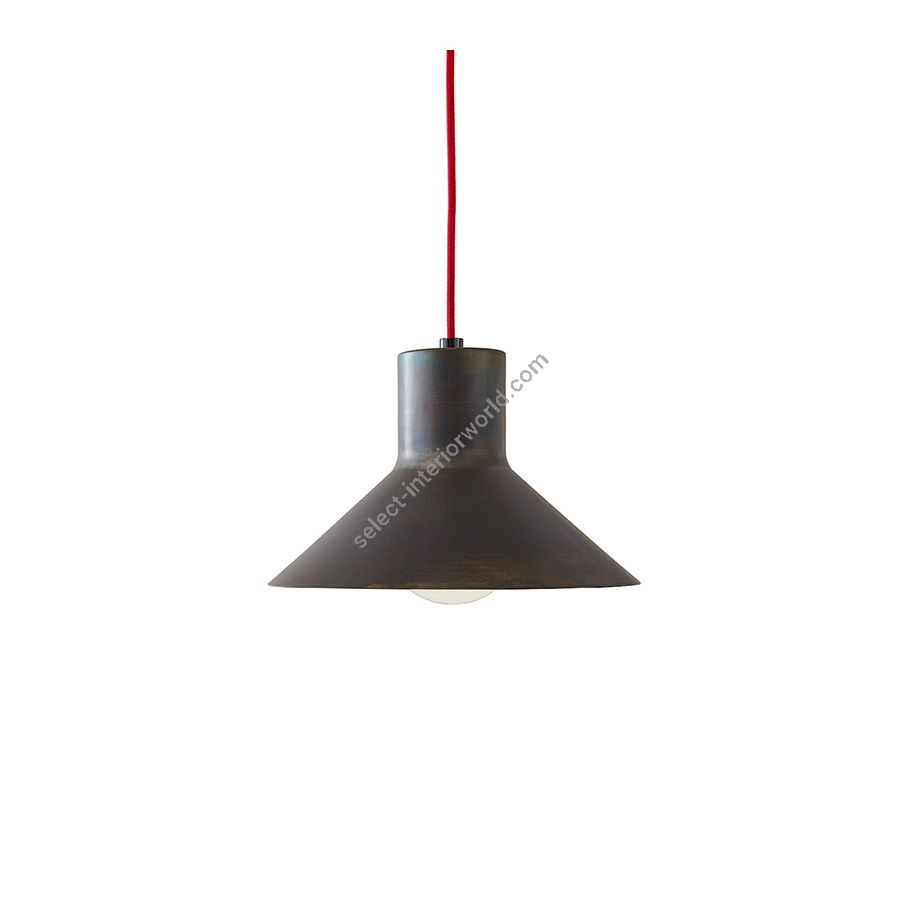 Suspension lamp / Natural rust finish / Scarlet red rayon cable