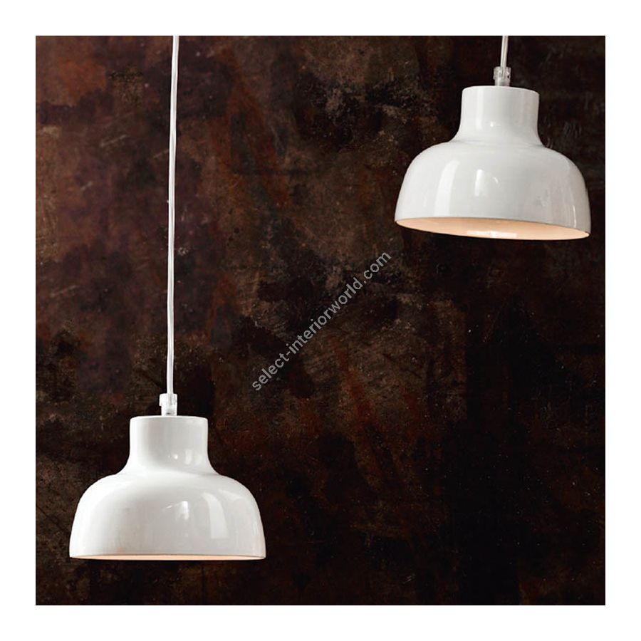 Suspension lamp / Pure white finish / White rayon cable