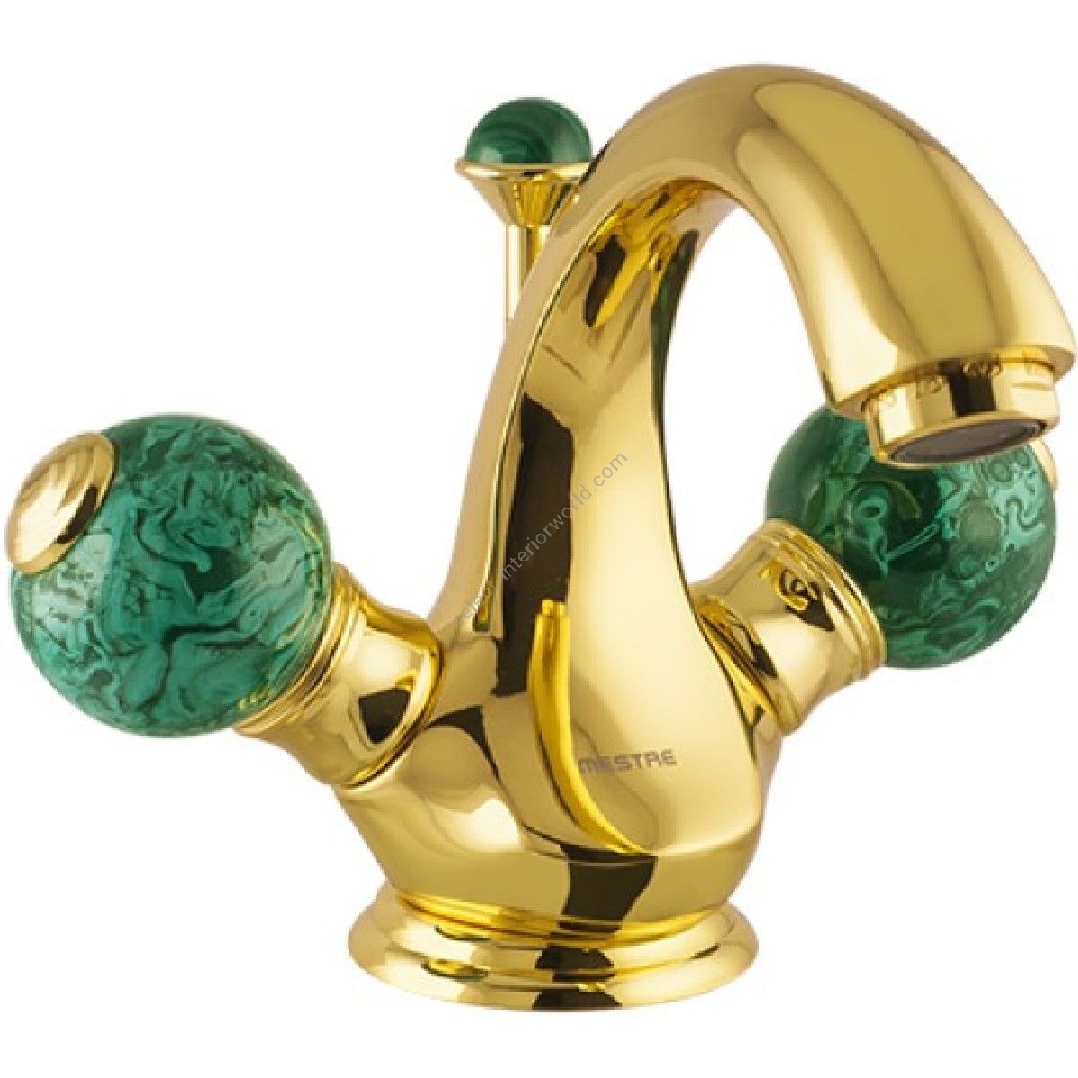 Bronces Mestre / Bath-Shower Fittings / One hole basin mixer with malachite stone 036105.ML0.00