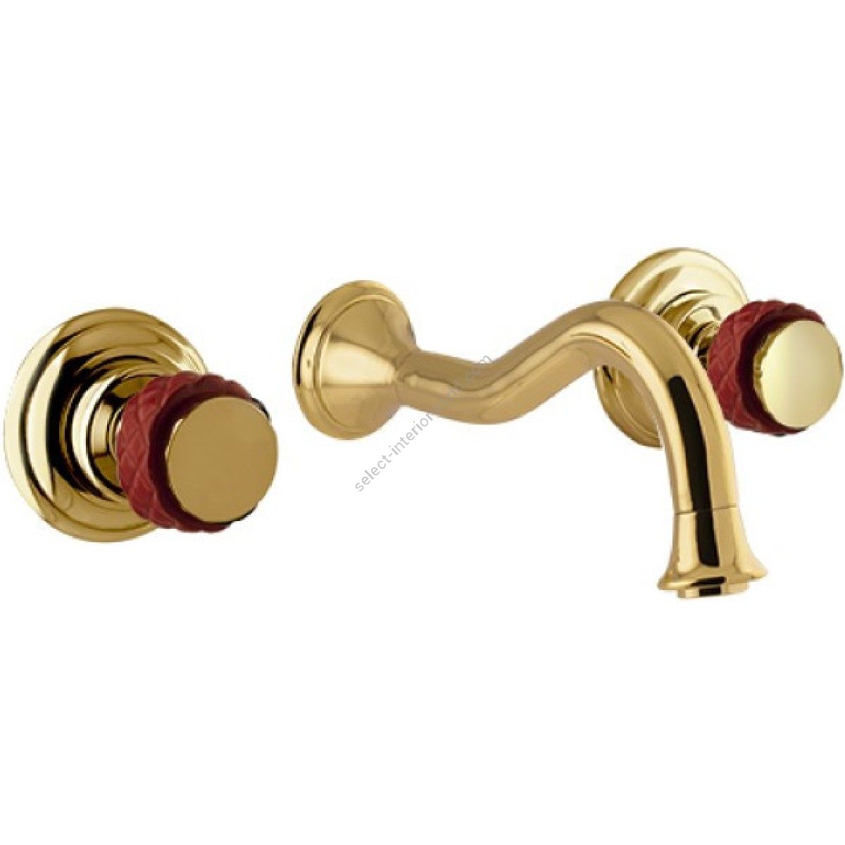 Bronces Mestre / Washbasin Fittings / Three holes wall basin set with red porcelain 065533.R00.00