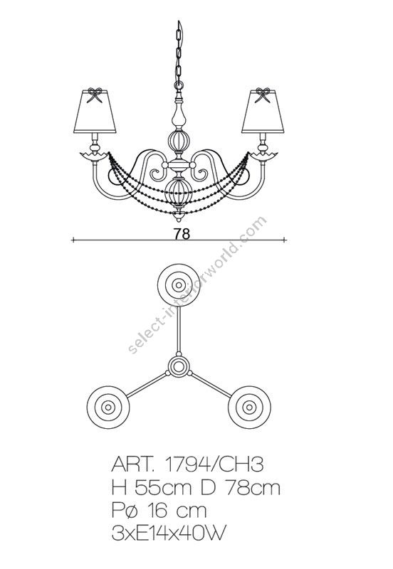 Il Paralume Marina / Chandelier with Soft Color Murano Glass Balls / 1794/CH3