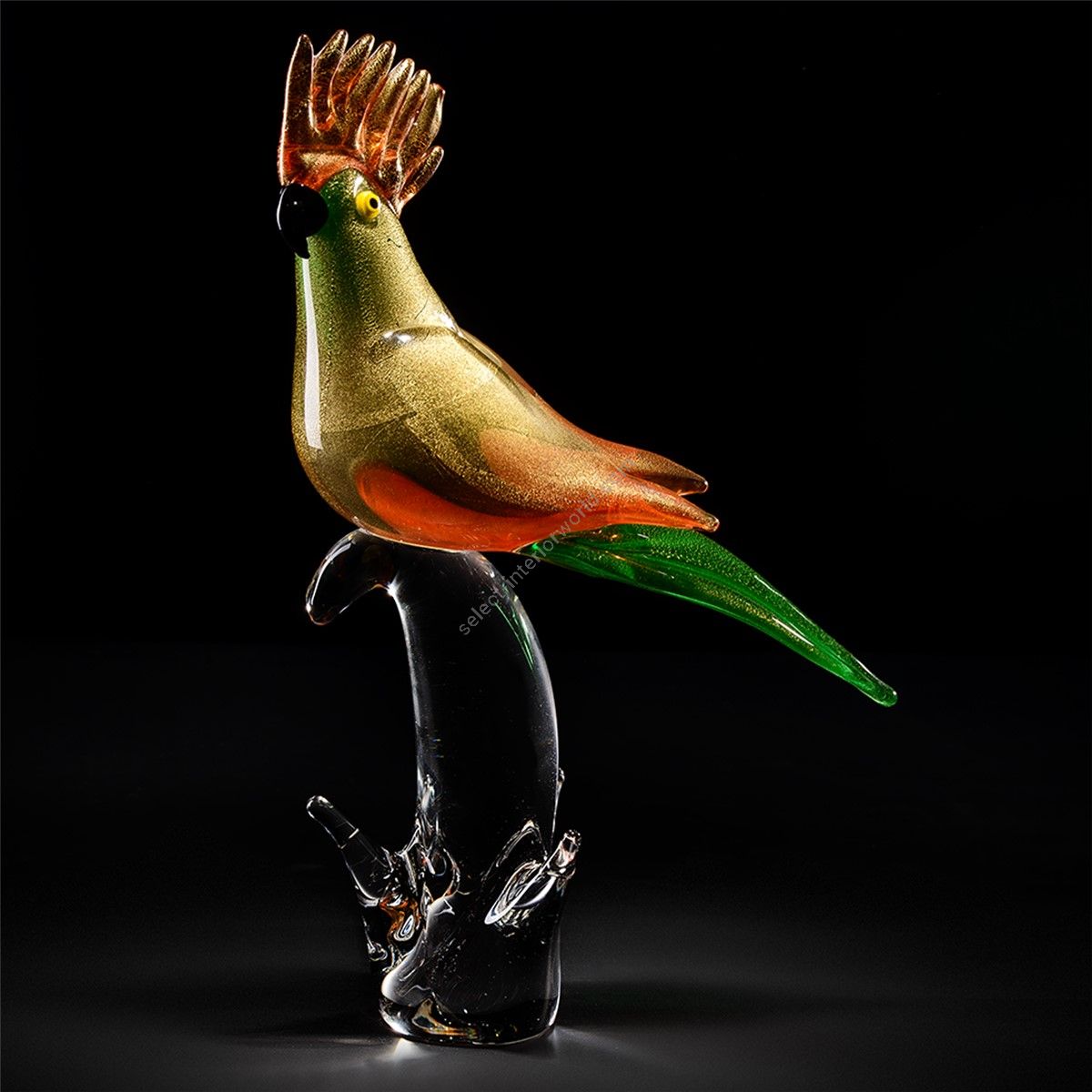 Italian Luxury Lighting / Animal Sculptures / Green Parrot in Murano Glass 6016 1 COL