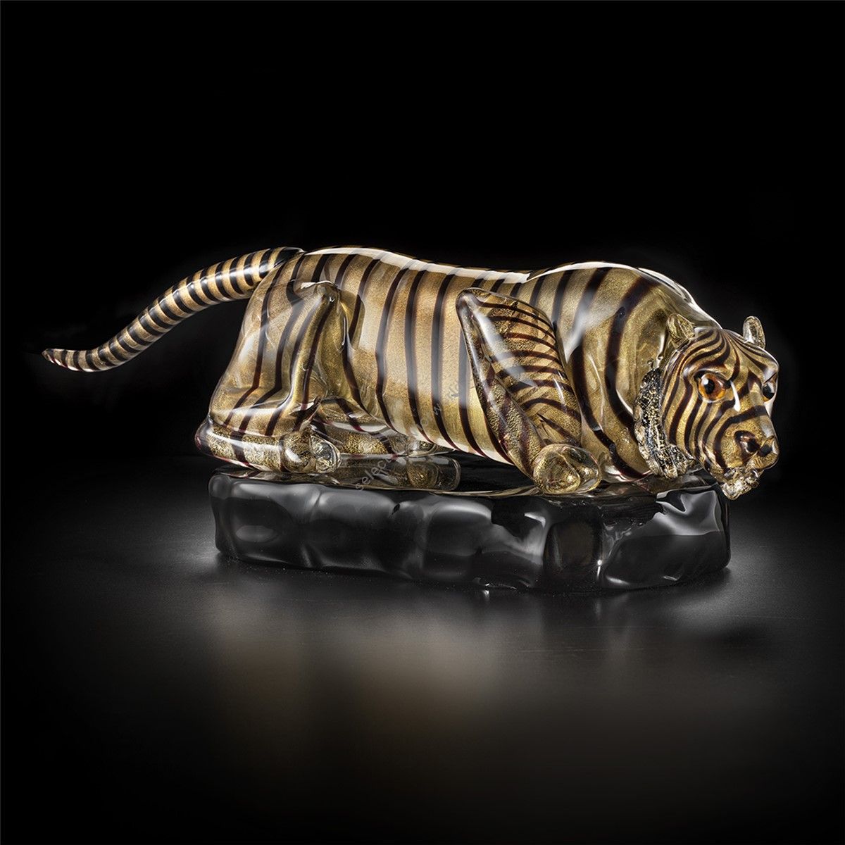 Italian Luxury Lighting / Animal Sculptures / Tiger in Murano Glass 6025 2 TOR