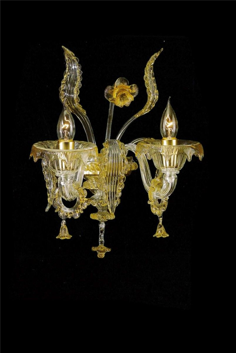 Italian Luxury Lighting / Wall Sconces / Venetian Amber 2-Light V6863 002WL