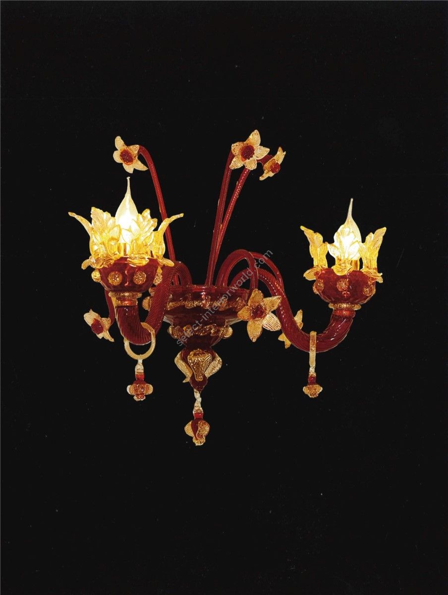 Italian Luxury Lighting / Wall Sconces / Venetian Red 2-Light V653 002WL