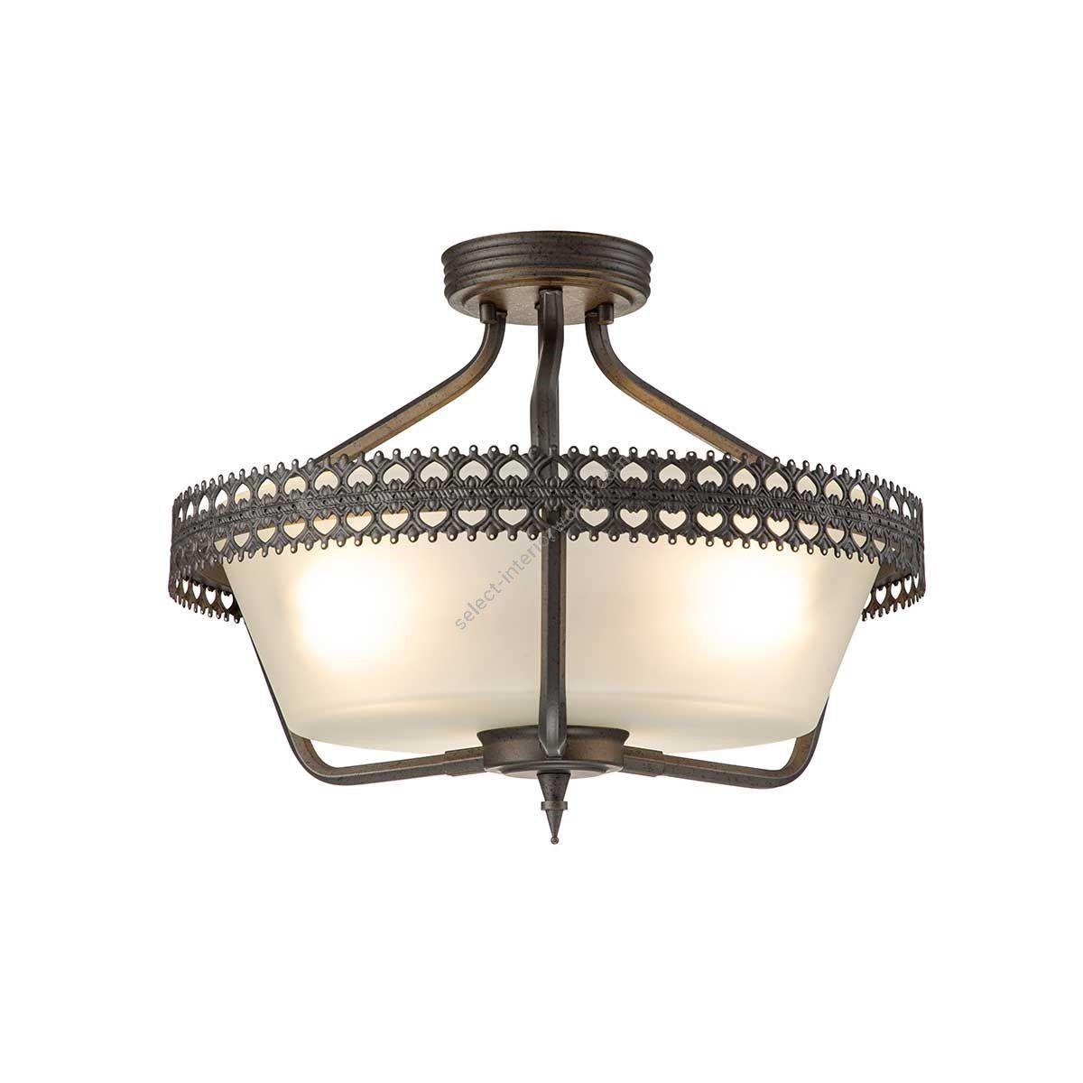 Elstead Lighting / Ceiling Lights / Crown 3 Semi-Flush Iron Gate