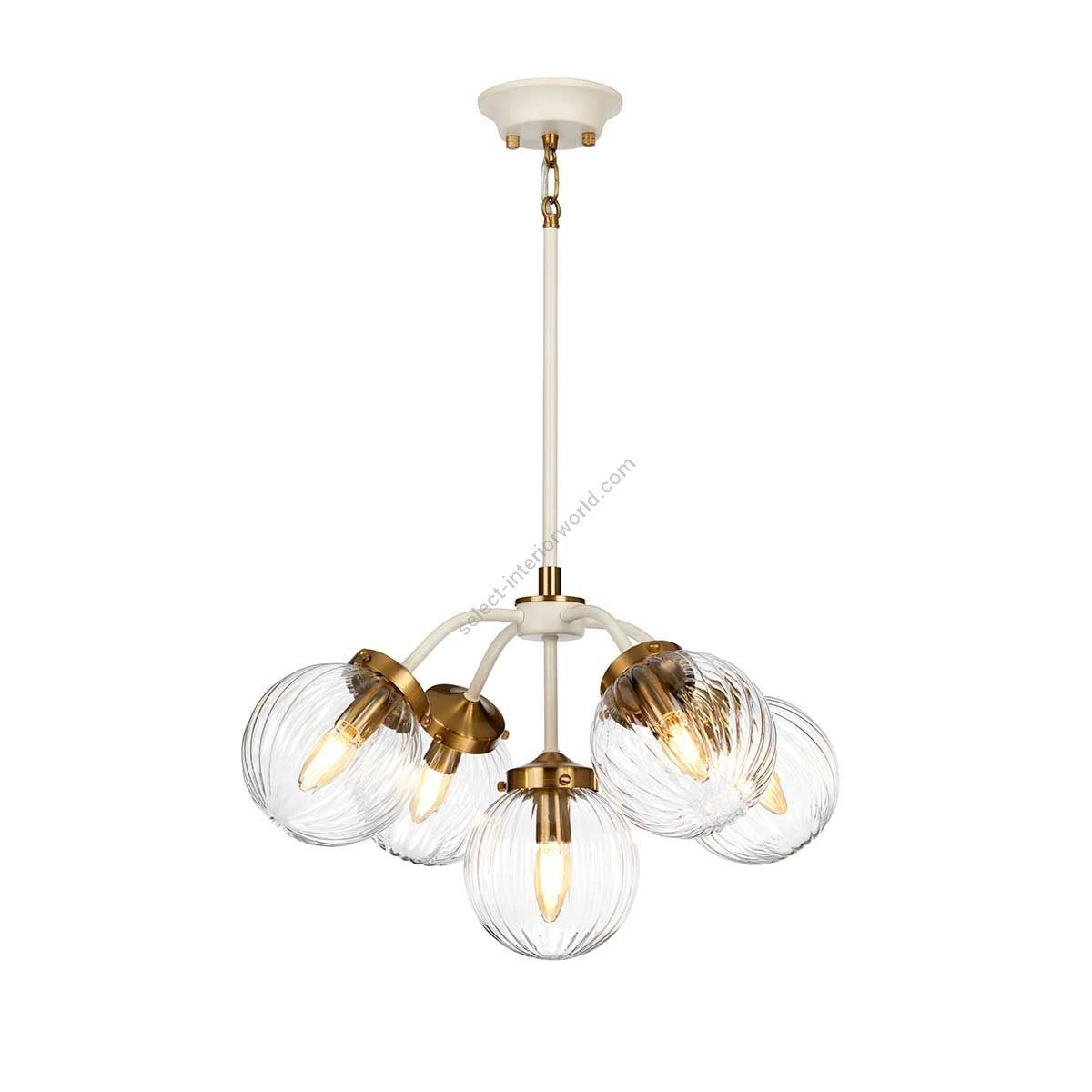Elstead Lighting / Pendant Lights / Cosmos 5 Cream Painted and Aged Brass
