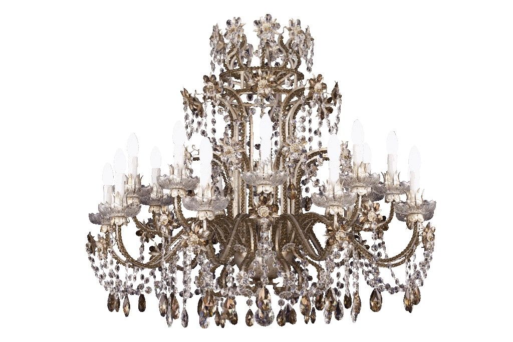 Mechini / Chandeliers / Bohemian Crystal and Coloured Pearl Banding L148/18 Mod