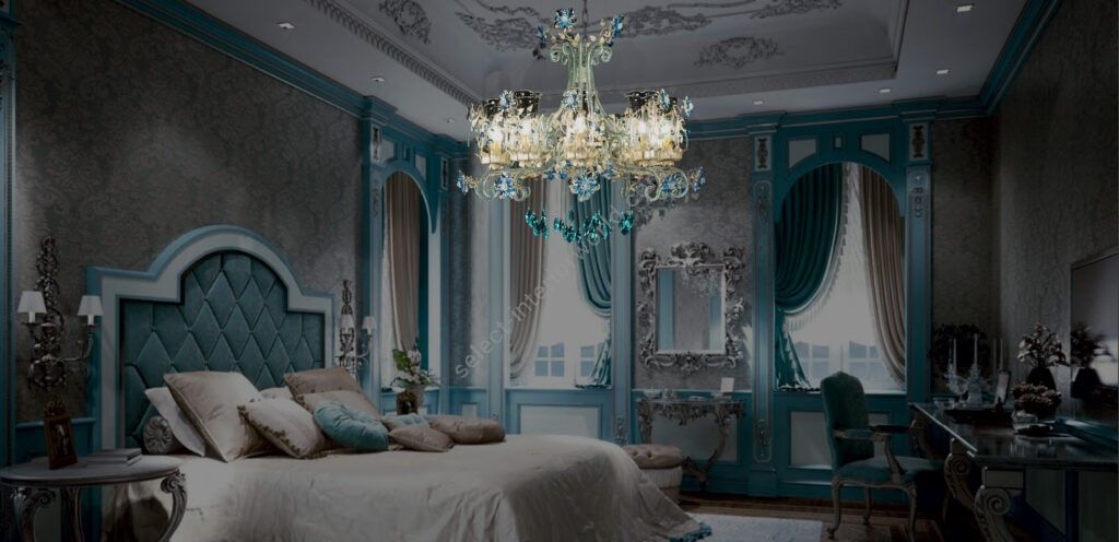 Mechini / Chandeliers / Coloured Bohemian Crystal and Crystal Lampshades L802/10