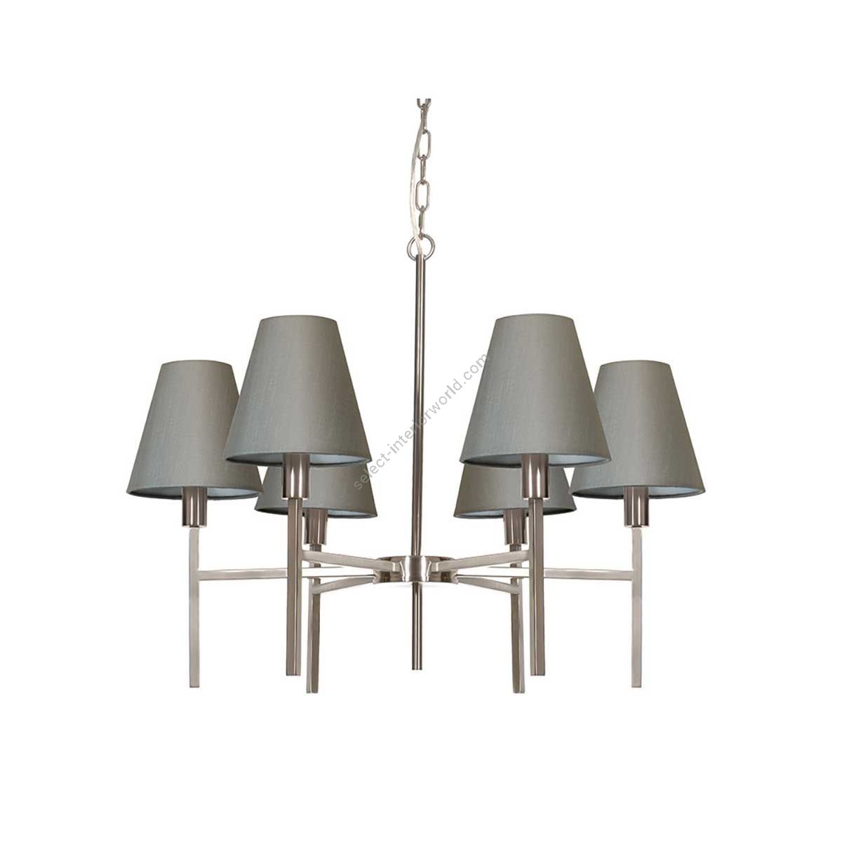 Elstead Lighting / Chandeliers / Lucerne 6 Brushed Nickel & Grey Shades