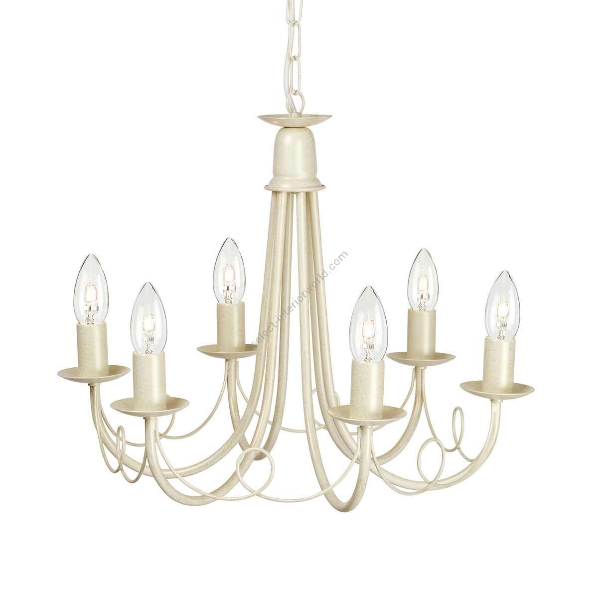 Elstead Lighting / Chandeliers / Minster 6 Ivory & Gold Patina