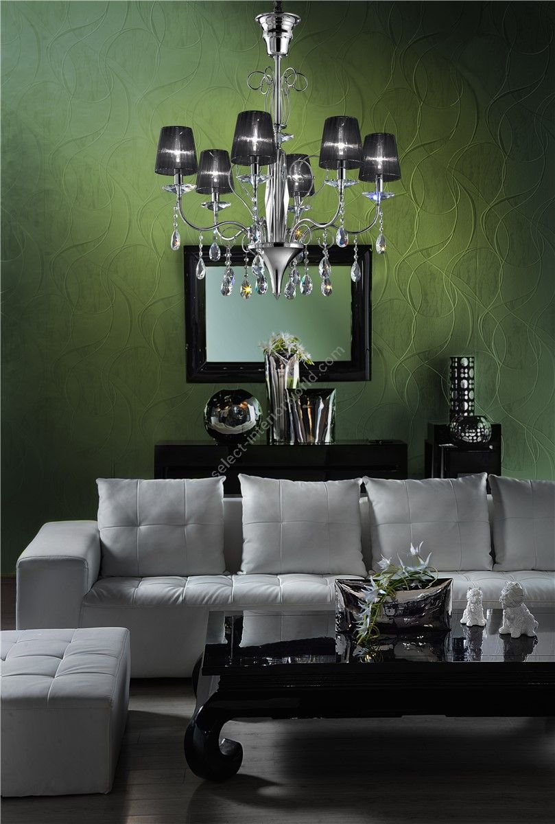 Italian Luxury Lighting / Chandeliers / Orchidea Crystal 6-Light With Lampshades ORC2500 006